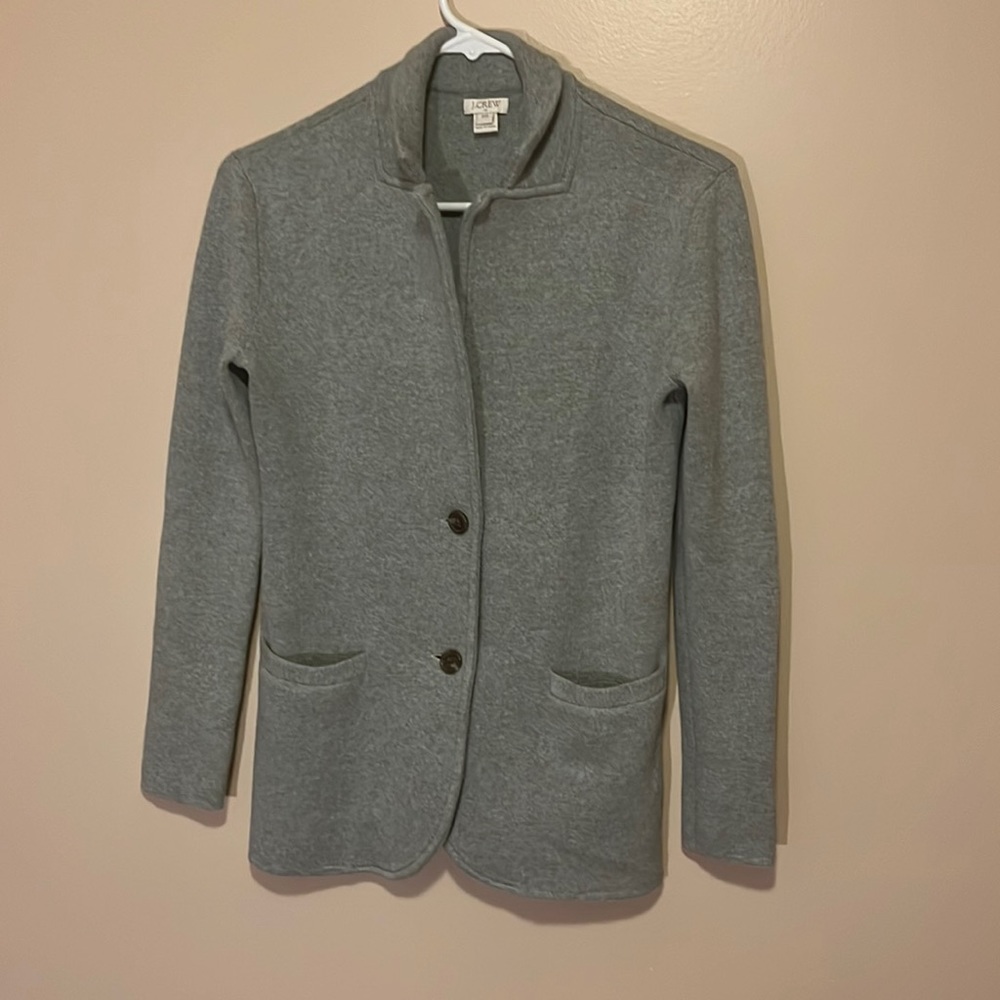 J.Crew Women’s Soft Knit Gray  Sweater Jacket XXS 2-buttons 100%